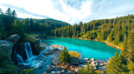 Beautiful turquoise lake in the mountains.