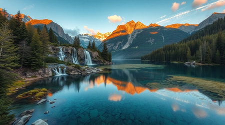 Beautiful panoramic view of Lake Louise, Banff National Park, Alberta, Canadaの写真素材