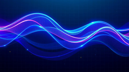 Abstract blue wave background. Futuristic technology style. Vector illustration.