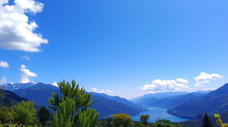 Panoramic view of Lake Lucerne and Alps, Switzerlandの写真素材