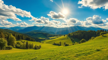 Beautiful summer landscape in the Carpathian Mountains, Ukraine.の写真素材