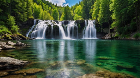Waterfall in Plitvice Lakes National Park (Croatia)の写真素材