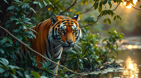 Tiger in the jungle, Sumatra National Park, Indonesia.