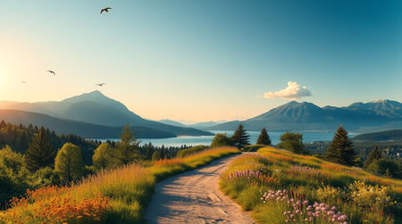Beautiful summer landscape in the mountains. Composition of nature.