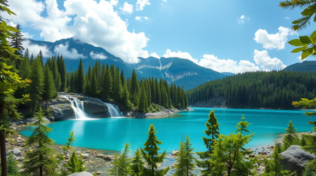 The turquoise lake in the mountains of the Altai Republicの写真素材
