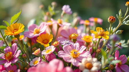 Colorful spring flowers in the garden. Selective focus. nature.の写真素材