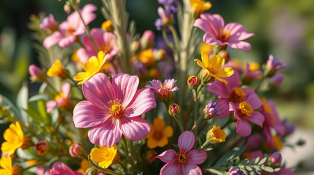 Beautiful spring flowers in the garden on a sunny day close-up