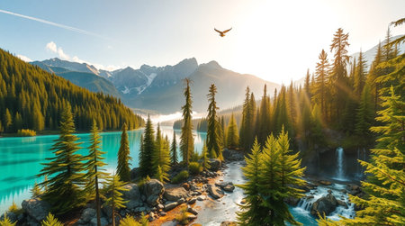 Beautiful mountain lake in the Canadian Rockies. Beautiful nature landscape.の写真素材