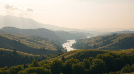 Beautiful landscape of Tuscany, Italy. Panoramic viewの写真素材