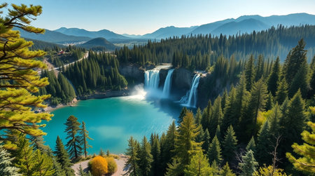 Waterfall in Kootenay National Park, Canada. Panoramic viewの写真素材