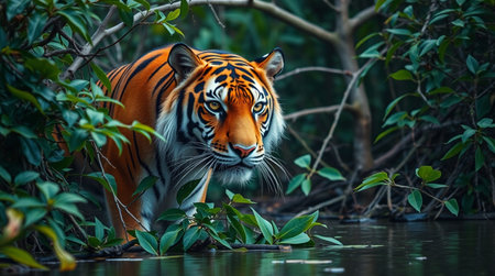 Sumatran tiger in natural habitat, Sumatra, Indonesia.