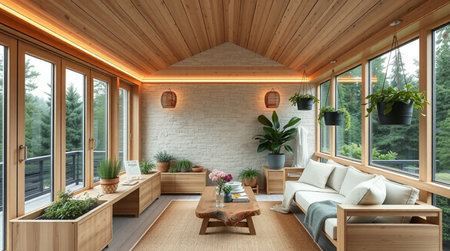 3d rendering of modern living room interior design in Scandinavian style.