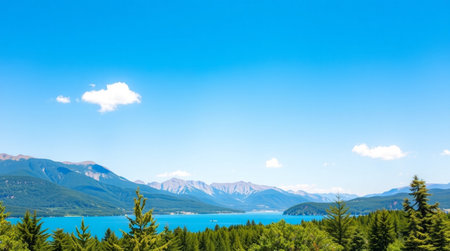 Panoramic view of Lake Tekapo, South Island, New Zealandの写真素材
