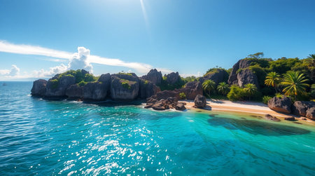 Anse Lazio beach at Praslin island, Seychellesの写真素材