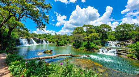 Scenic view of Iguazu Falls in Argentina and Brazilの写真素材