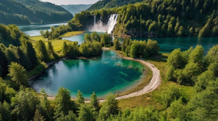 Panoramic view of Plitvice Lakes National Park, Croatia