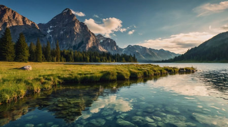 Panoramic view of Lake Misurina, Dolomites, Italyの写真素材