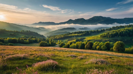 Beautiful summer landscape in the Carpathian Mountains, Ukraine.