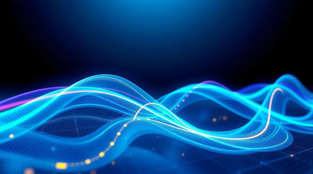 3d illustration of abstract blue background with flowing lines and particles. 3d rendering