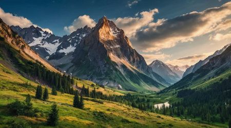 Beautiful panorama of the Matterhorn mountain in the Swiss Alpsの写真素材