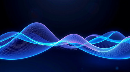 abstract blue wave on dark background. 3d rendering - illustration