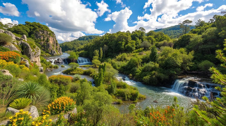 Waterfalls in a beautiful valley in Provence, France.の写真素材