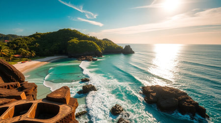 Tropical beach at sunset. Panoramaの写真素材