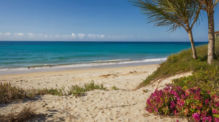 Beautiful beach in Varadero, Cuba. Vibrant colors.の写真素材