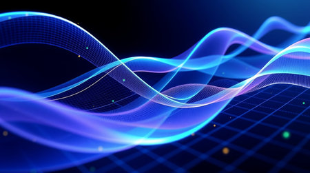 Abstract blue wave on a dark background. 3d rendering, 3d illustration.