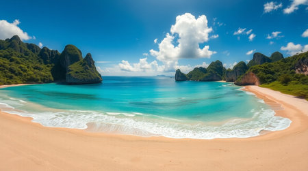 Panoramic view of beautiful beach in Krabi, Thailand in a summer dayの写真素材