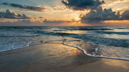 Beautiful sunset on the beach.の写真素材