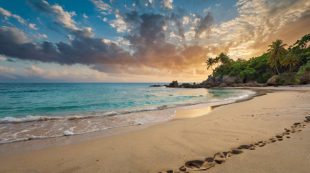 Sunset at anse lazio on the seychelles