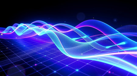 abstract technology background with glowing lines, 3d render abstract technology background
