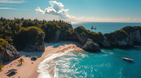 Aerial view of the beautiful beachの写真素材
