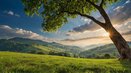 Beautiful summer landscape in the Carpathian Mountains, Ukraine.の写真素材