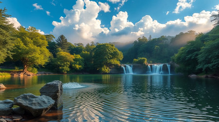 Panoramic view of waterfall in Plitvice Lakes National Park, Croatia