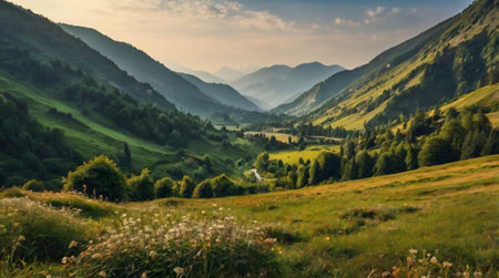 Beautiful summer landscape in the Carpathian Mountains, Ukraine.の写真素材