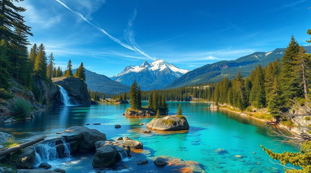 Panoramic view of Emerald Lake, Jasper National Park, Alberta, Canada
