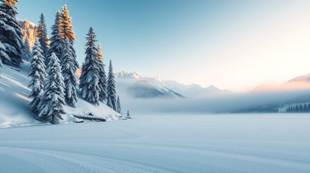 Fantastic winter landscape. Dramatic wintry scene. Beauty world.の写真素材