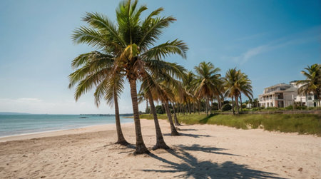 Palm trees on the beach. Panorama.の写真素材