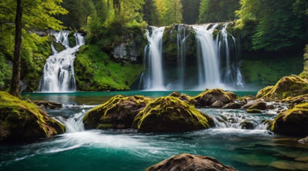 Beautiful waterfall in the mountains of the Bavarian Alps, Germany