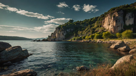 Beautiful seascape with rocks and sea in the Crimea.の写真素材