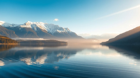 Lake McDonald at sunrise, Glacier National Park, Montana, USA.の写真素材