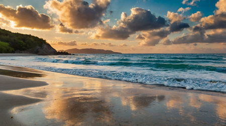 Sunset on the beach in St. Thomas, US Virgin Islands