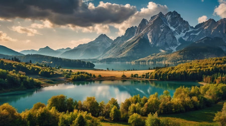 Mountain lake in the highlands of the Altai Republic.の写真素材