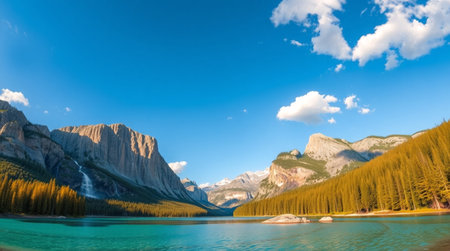 Mountain lake in Yoho National Park, Canadian Rockies, Banff, Alberta, Canadaの写真素材