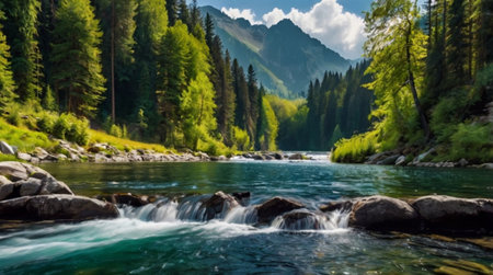 Beautiful mountain river in the Altai mountains, Siberia, Russia