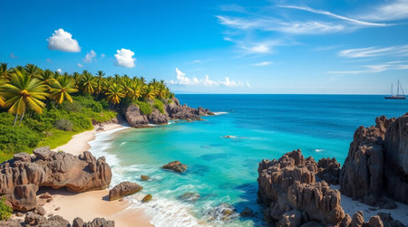 Beautiful Anse Lazio beach in Seychelles - nature background