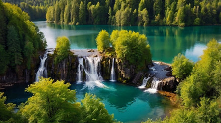 Panoramic view of Plitvice Lakes National Park, Croatia