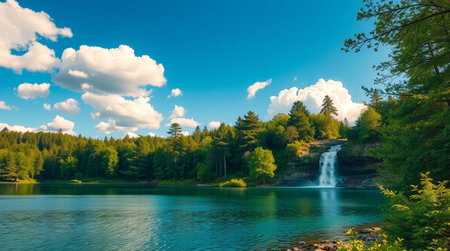 Panoramic view of Plitvice Lakes National Park, Croatiaの写真素材